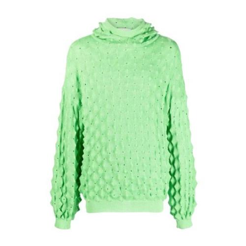 Henrik Vibskov Grön Spike Stickad Hoodie Green, Herr