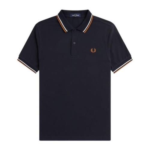 Fred Perry Piqué Polo M3600 Dubbel Rand Blue, Herr