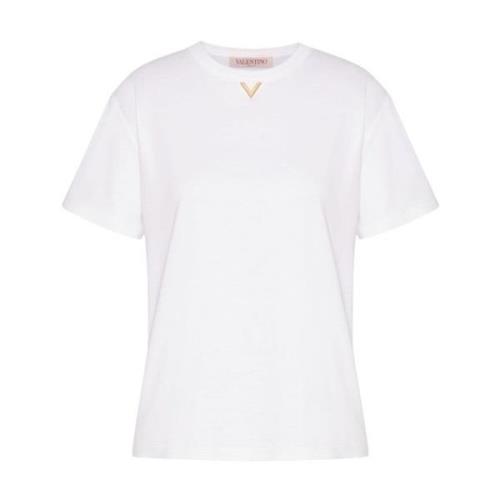 Valentino Garavani Vit Bomull Jersey V-Logo T-shirt White, Dam