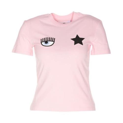 Chiara Ferragni Collection Eye Star Crop T-shirt Grafiskt Tryck Pink, ...