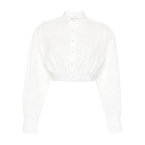 Ermanno Scervino Broderat motiv klassisk krage skjorta White, Dam