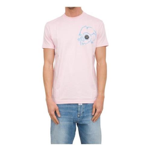 Philipp Plein Skull Dripping Round Neck T-shirt Pink, Herr