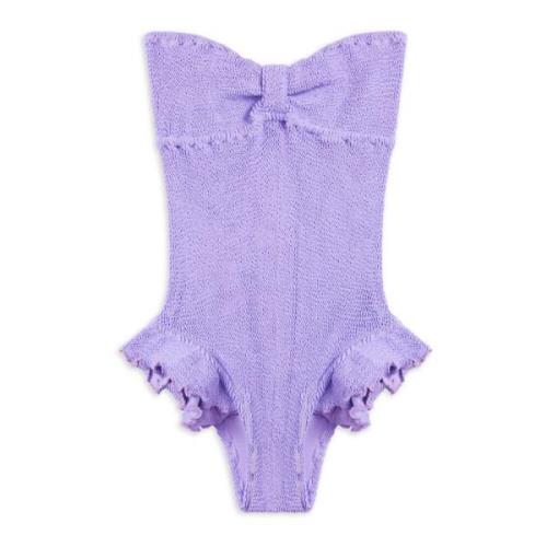Reina Olga Ruffled Strapless Brazilian Swimsuit Purple, Dam