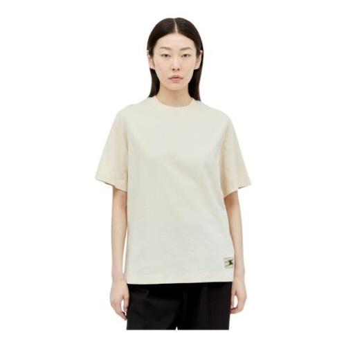 Burberry Bomull T-shirt med EKD-patch Beige, Dam