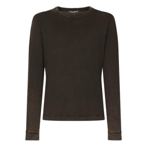 Dolce & Gabbana Svart Crewneck Långärmad Sweatshirt Gray, Herr