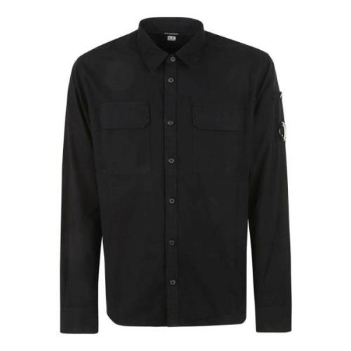 C.p. Company Svart Bomullsskjorta med 2 Fickor Black, Herr