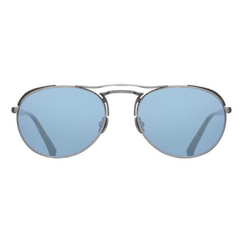 Matsuda Antique Silver/Cobalt Blue Sunglasses Gray, Unisex
