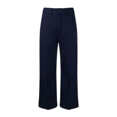 Polo Ralph Lauren Blå Wide Leg Chino Byxor Blue, Dam