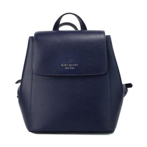 Kate Spade Stilfullt Läder Flap Ryggsäck Väska Blue, Dam