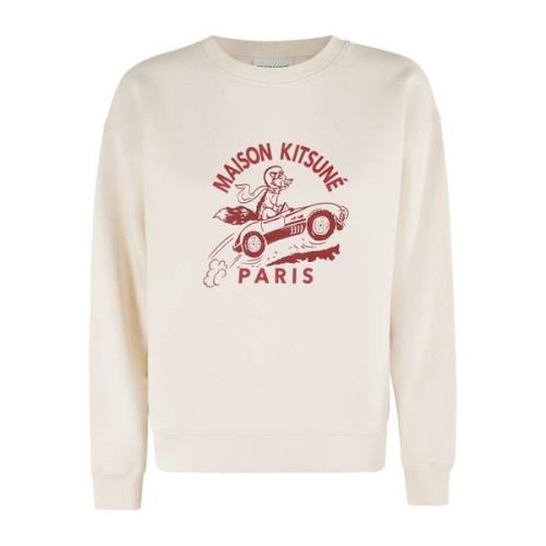 Maison Kitsuné Fox Racing Comfort Sweatshirt Beige, Dam