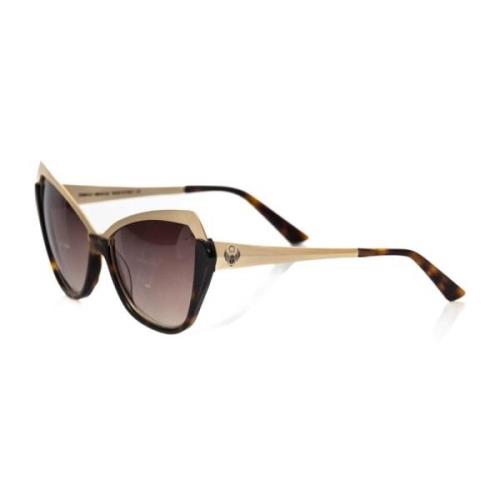 Frankie Morello Eleganta Cat Eye Solglasögon med Guld Accents Black, D...