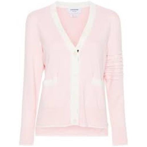Thom Browne Stilfull Stickad Cardigan Sweater Pink, Dam