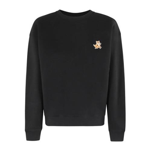 Maison Kitsuné Fox Patch Comfort Sweatshirt Black, Dam