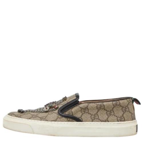 Gucci Vintage Pre-owned Belagd canvas sneakers Beige, Dam