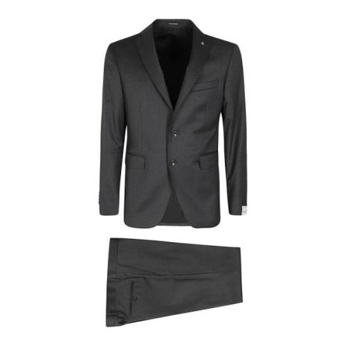 Tagliatore Single Breasted Suits Gray, Herr