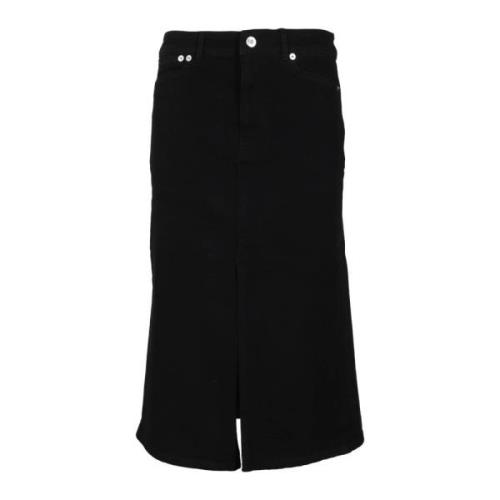 Proenza Schouler Stilren Denim Midi Kjol Black, Dam