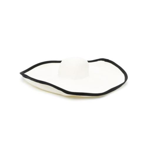 Max Mara Kontrastkantad Solhatt Vit White, Dam