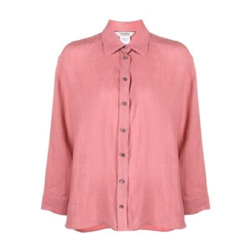 Max Mara Flamingo Pink Linen Shirt Red, Dam