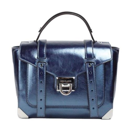 Michael Kors Teal Läder Topphandtag Satchel Väska Blue, Dam