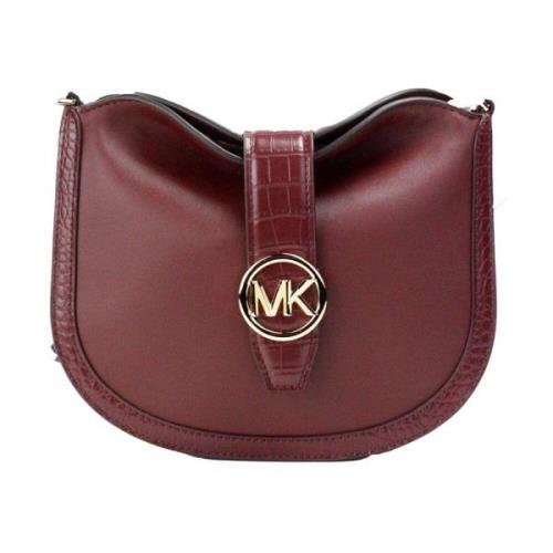 Michael Kors Körsbärs Läder Foldover Crossbody Väska Brown, Dam