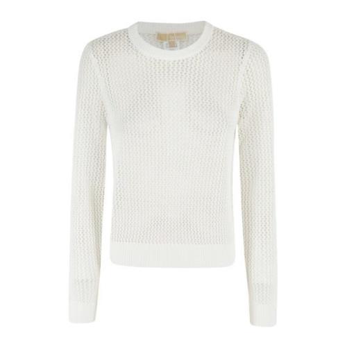 Michael Kors Stilren Mesh Crew Sweater White, Dam