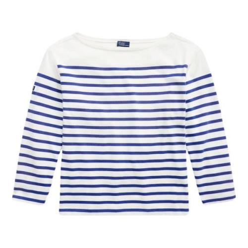 Polo Ralph Lauren Klassisk Randig Båthals T-shirt Topp Blue, Dam