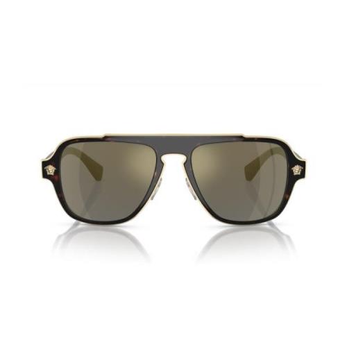 Versace Solglasögon med oregelbunden form och logotyp Brown, Unisex
