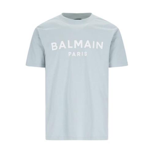 Balmain Ekologisk Grå Logo T-shirt Blue, Herr
