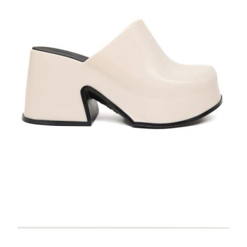 Melissa Beige kontrastsula mules Beige, Dam