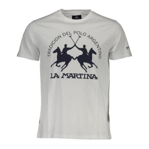 La Martina Vit T-shirt med tryck och logotyp White, Herr