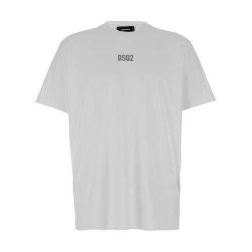 Dsquared2 Vit Crewneck T-shirt med Metalllogo White, Herr