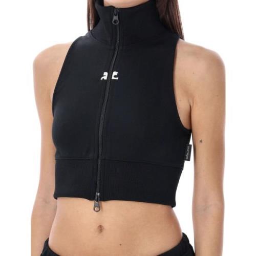 Courrèges Svart Cropped Vest Topwear Black, Dam