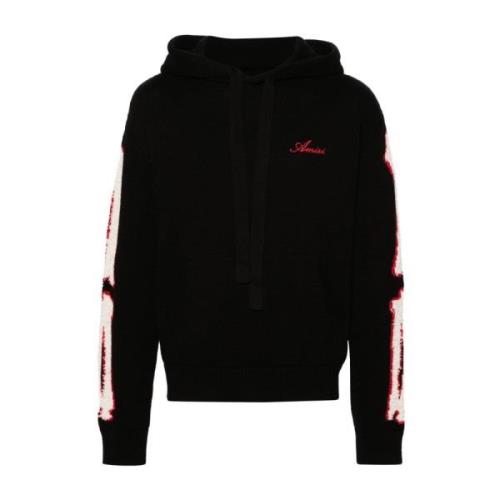 Amiri Bomull Stickad Hoodie med Broderad Logotyp Black, Herr