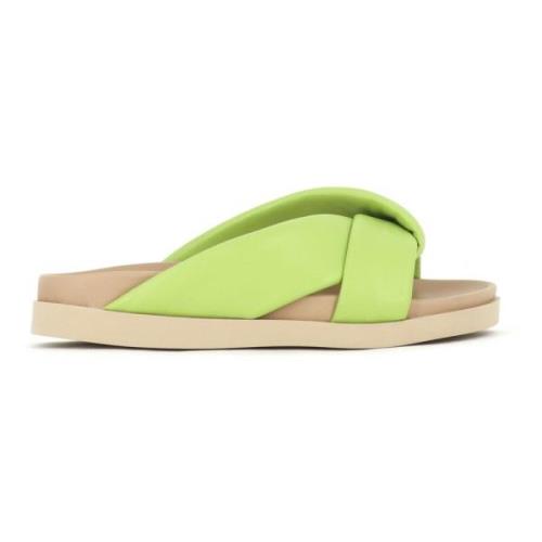 Fabio Rusconi Tri-color Nappa Läder Sandal Green, Dam