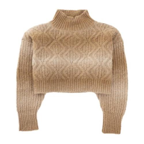 Roberto Collina Gradient Cable Knit Turtleneck Jumper Brown, Dam