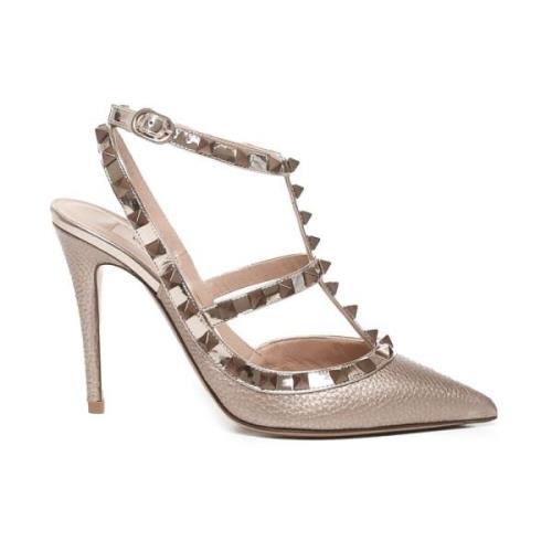 Valentino Garavani Platinum Kalvskinn Häl Décolleté Gray, Dam