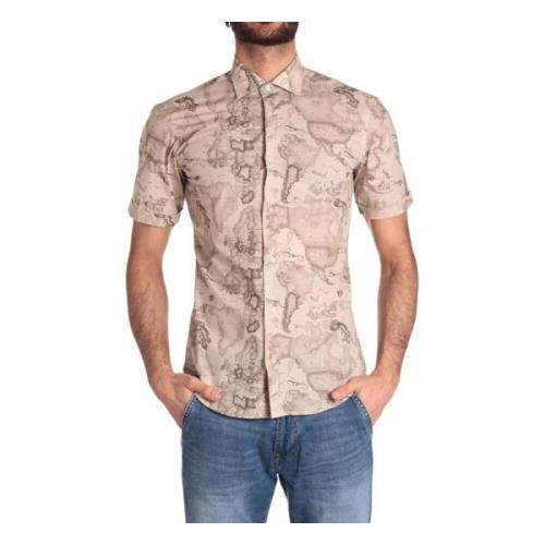 Alviero Martini 1a Classe Slim Fit Sand Skjorta med Geo Classic Print ...