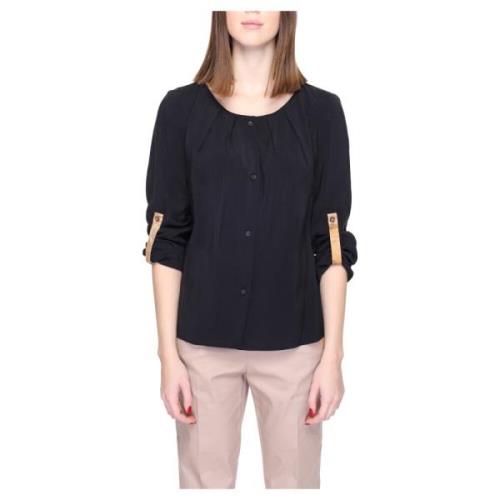 Alviero Martini 1a Classe Svart Rund Hals Blus Knappfästning Black, Da...