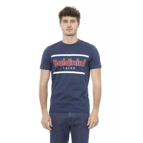 Baldinini Trend Blå Bomull T-shirt, Kort Ärm, Framtryck Blue, Herr