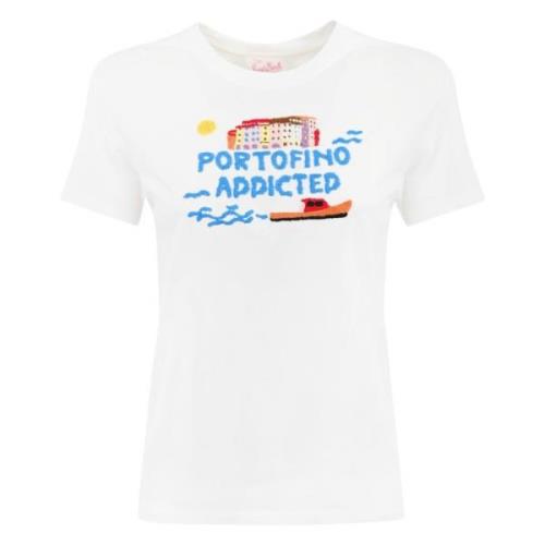 MC2 Saint Barth Vit T-shirt med Portofino brodyr White, Dam