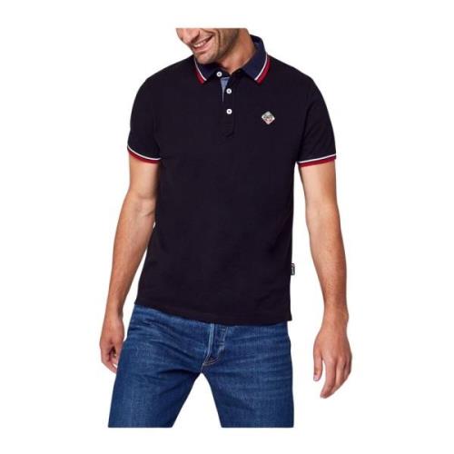 Schott NYC Svart Bomullspolo Med Logo Patch Black, Herr