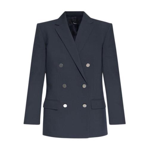 Theory Oversized Double-Breasted Wool Blazer Blue, Dam