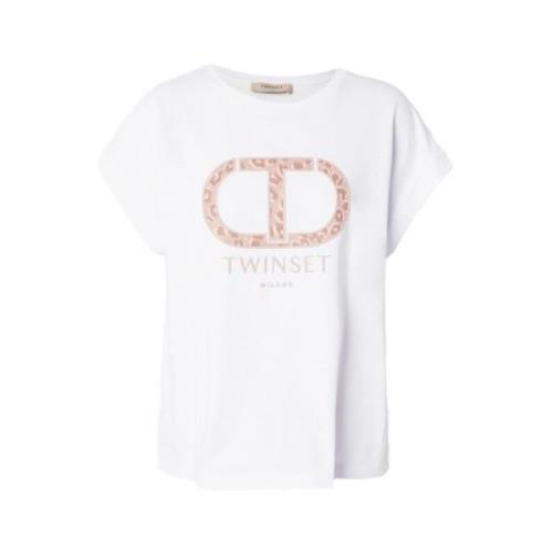 Twinset Vit Logo Oval T-shirt White, Dam