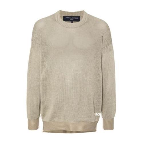 Comme des Garçons Logo Crewneck Cotton Sweater Beige, Herr