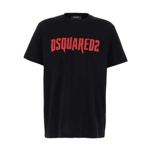 Dsquared2 Svart Maple Print T-shirt Polos Black, Herr