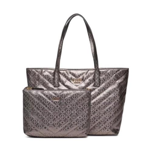 Guess Silver Cabas Pochette PU Vikky Väska Gray, Dam