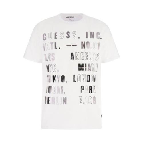 Guess Tryckt Logotyp T-shirt - Vit White, Herr