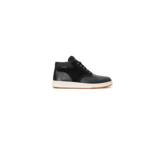 Ralph Lauren Svarta Lädersneakers Black, Herr