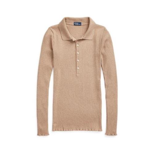 Ralph Lauren Brun Polo Skjorta med Knappar Brown, Dam