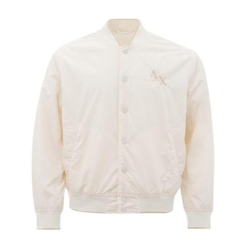 Armani Exchange Vit Polyester Dragkedja Jacka Modern Design White, Her...